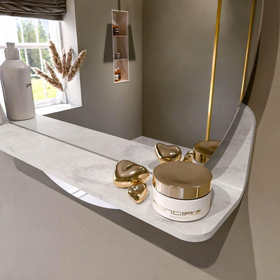 Mondiaz SPOT miroir – Ø 60 cm – avec tablette – Ostra (beige)