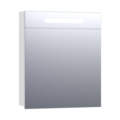 Miroir de toilette BRAUER Promise - 60x70x15cm -- avec éclairage direct 1 porte miroir simple à gauche ouvrant vers la gauche brillant blanc