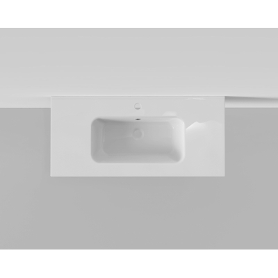Arcqua Pakaru wastafel 101x46cm met overloopgat 1 kraangat 1 wasbak keramiek glans wit
