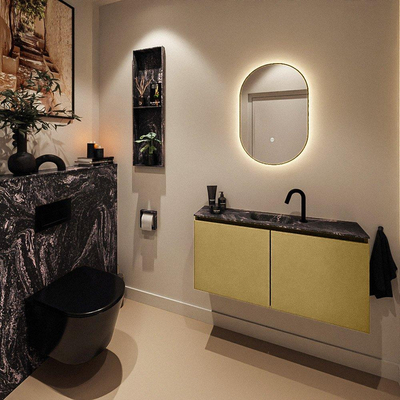 MONDIAZ TURE-DLUX Meuble toilette - 100cm - Oro - EDEN - vasque Lava - position centrale - 1 trou de robinet