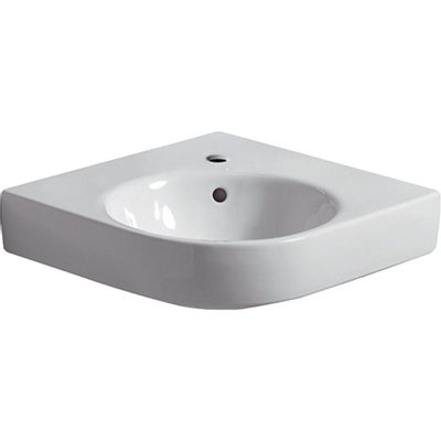 Geberit Renova lavabo d'angle 69,5cm 1 trou de robinet avec trop-plein blanc tect