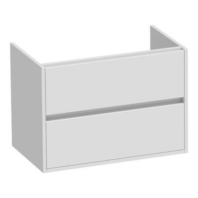 BRAUER Adore wastafelonderkast - 80x46x55cm - 2 softclose lades - greeploos - 1 sifon uitsparing - hoogglans wit - incl. saniclass vygo wastafel zwart - zonder kraangaten - OUTLET UDEN
