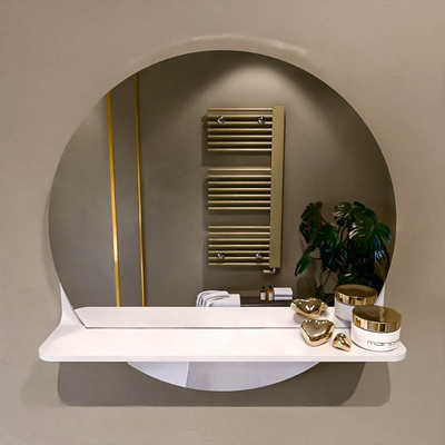 Mondiaz SPOT Miroir de salle de bains - rond 50cm - tablette miroir - couleur Talc