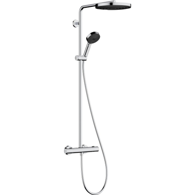 Hansgrohe Pulsify S Puro Ensemble de douche pluie - 1 jet - thermostatique - douchette ronde - flexible de douche - chrome