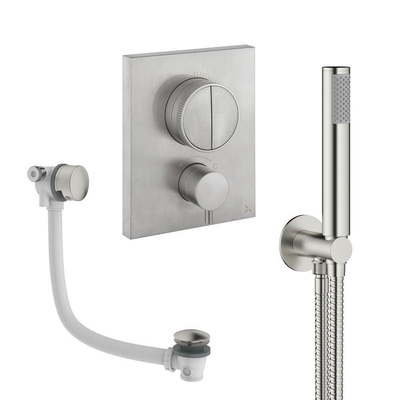 Crosswater MPRO Handdoucheset - 2 hendels - badafvoer - handdouche - geborsteld RVS