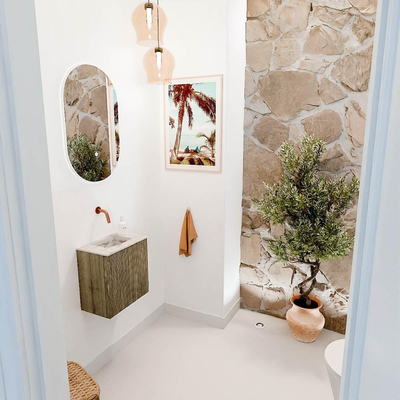 Mondiaz JOYA-DLUX 40cm toiletmeubel - kleur Dusk - Wastafel FAYE positie Midden Zonder kraangat kleur Nata.