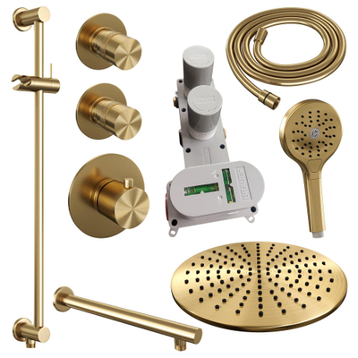 BRAUER Gold Edition inbouw regendoucheset – Ø30 cm hoofddouche – 40 cm rechte wandarm – ronde handdouche – glijstang 70 cm