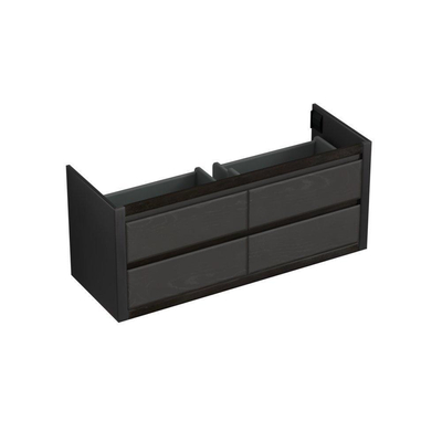 Forzalaqua Gela 2.0 meuble sous-lavabo 140x51x60cm avec 4 tiroirs coulissants à fermeture douce sans poignées Chêne massif Black oiled