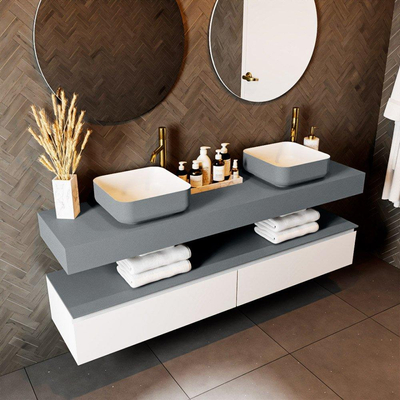 Mondiaz TOP 23 Vrijhangend Topblad - 170x23.5x12cm - geschikt voor waskom - Solid surface - Plata