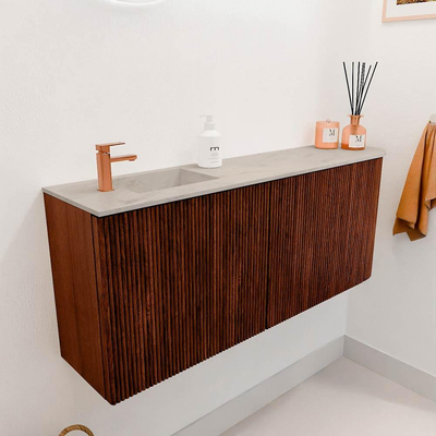 Mondiaz JOYA-DLUX 101.6cm toiletmeubel - ronding rechts kleur Ruby - Wastafel FAYE positie Links 1 kraangat kleur Opalo.