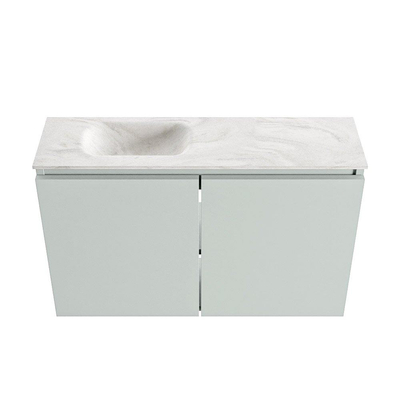 MONDIAZ TURE-DLUX Meuble WC 80 cm Greey. Lavabo EDEN Ostra position gauche. Sans trou de robinet.