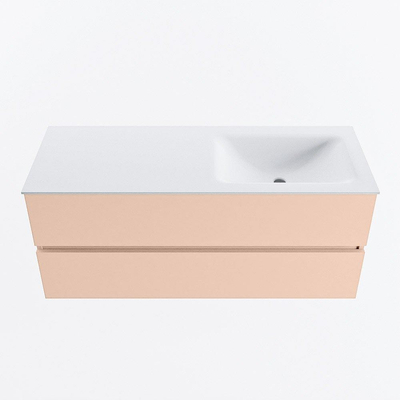 MONDIAZ VICA Ensemble meuble de salle de bains - 120cm - meuble bas rosee - 2 tiroirs - vasque cloud droite - 1 trou de robinet - version haute 60cm - talc