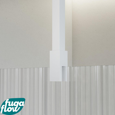 FugaFlow Eccelente Vetro douche à l'italienne salle de bain - 110x200cm - verre strié - bras plafond - blanc mat