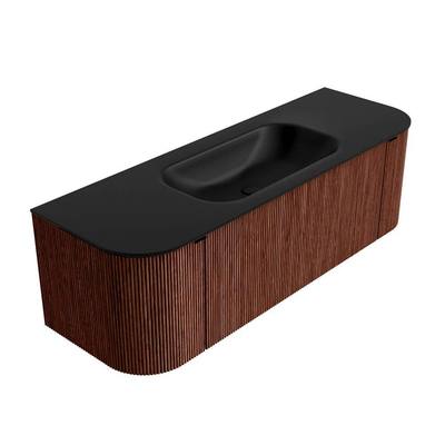 Mondiaz KURVE Badkamermeubelset - 140x46x40cm - 1 lade - 2 deuren - wastafel solid surface - midden - 1 kraangat - Ruby