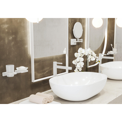 Hansgrohe AddStoris miroir grossissant – rond Ø 18,8 cm – sans éclairage – grossissement 3x – Blanc mat