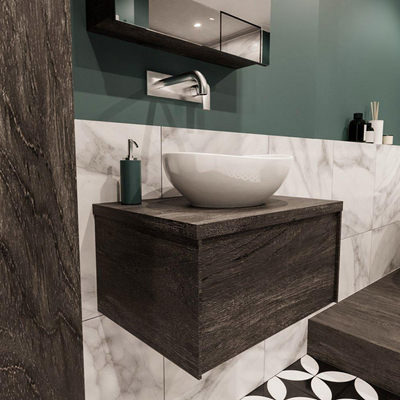 Mondiaz LUSH Meuble salle de bains avec 1 tiroir lavabo BARCO 60x30x45cm Centre sans trou de robinet Dark brown/Brun foncé