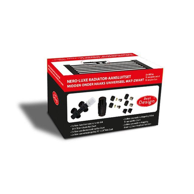 Best Design Nero-Luxe ensemble de raccordement de radiateur universel milieu en bas angle droit noir mat