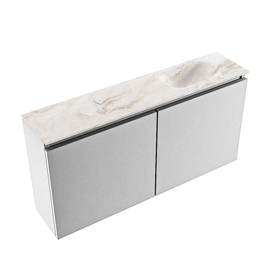 MONDIAZ TURE-DLUX meuble de toilettes 100 cm Plata. EDEN lavabo Frappe position à droite. Sans trou de robinet.