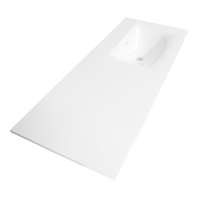 BRAUER Glacier lavabo asymétrique 120x46x2cm - 1 bassin - à droite 0 trous de robinet - fine stone - blanc brillant