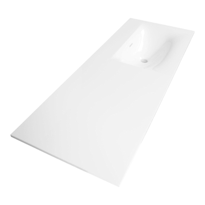 Saniclass Furiosa Plan vasque 120cm finestone 1 vasque droite sans trous de robinet Blanc brillant