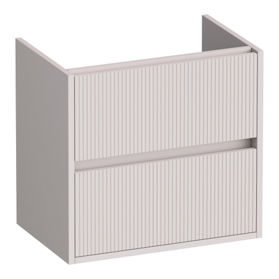 BRAUER Adore Wavy wastafelonderkast ondiep 60 2 softclose lades - greeploos - 1 sifon uitsparing - mat zand