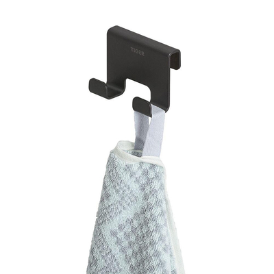 Tiger Caddy Handdoekhaak - voor glaswand - 6-8mm - Zwart