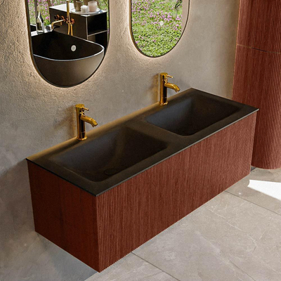 Mondiaz KURVE Badkamermeubelset - 120x46x40cm - 1 lade - wastafel solid surface - dubbel - 2 kraangaten - Ruby
