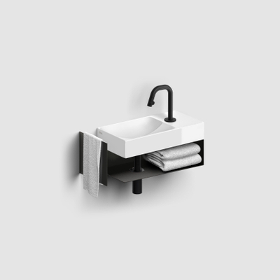 Clou Vale lave-mains en céramique 38x19x7cm trou de robinet à droite Blanc brillant