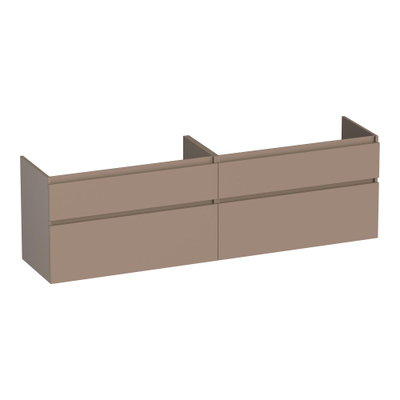 BRAUER Delight wastafelonderkast - 160x46x60cm - 4 softclose lades - greeploos - 2 sifon uitsparingen - mat mokka