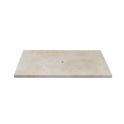 Saniclass Travertine Plateau - 80x46cm - sans trous de robinetterie - 1 découpe pour siphon - pierre naturelle marbrée
