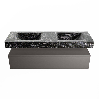 Mondiaz ALAN-DLUX Ensemble de meuble - 150cm - meuble Dark grey mat - 1 tiroir - Lavabo Cloud Lava suspendu - vasque Gauche et droite - 0 trous de robinet