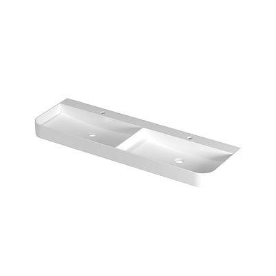 INK Duomo Lavabo - 140x45x10cm - posé - coins arrondis - double vasque - 2 trous de robinet - polystone - blanc mat