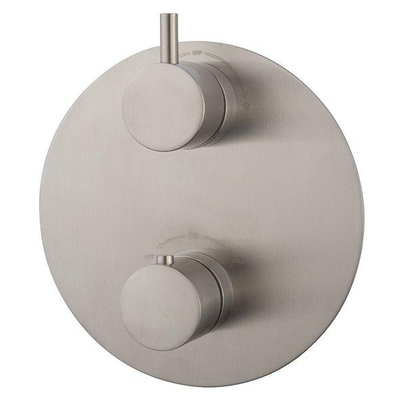 Wiesbaden Caral élément de finition rond thermostat encastré 2 voies acier brossé PVD