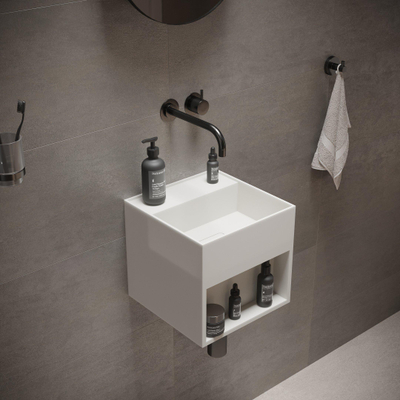 Ideavit SolidBliss Wastafel 30x30x28cm 0 kraangaten Solid surface mat wit