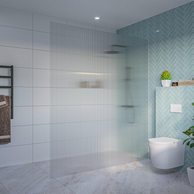 FugaFlow Eccelente Vetro Douche à l'italienne - verre cannelé - 180x200cm - 8mm - nano - profil encastré aveugle