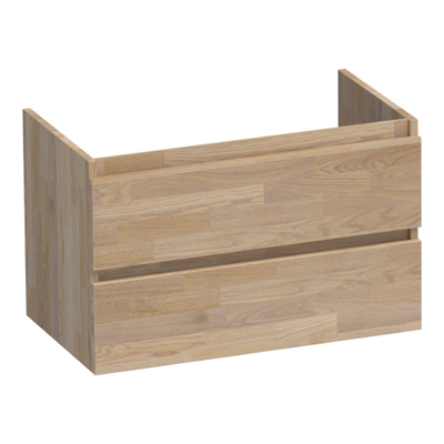 BRAUER Joy wastafelonderkast 80 inclusief wastafel en spiegelkast - massief eiken - vingerlas eiken grijs SHOWROOMMODEL
