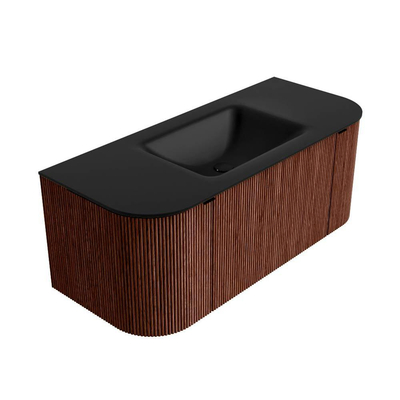 Mondiaz KURVE Badkamermeubelset - 110x46x40cm - 1 lade - 2 deuren - wastafel solid surface - midden - 1 kraangat - Ruby