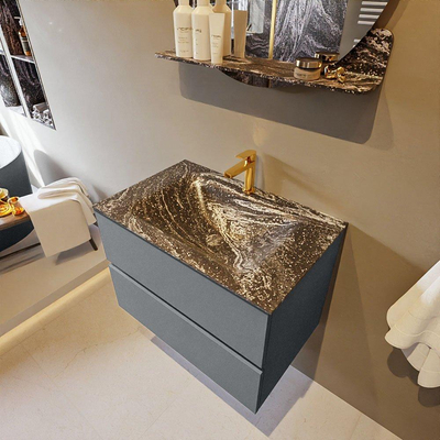 Mondiaz VICA-DLUX Ensemble de meuble de salle de bain - 70cm - meuble sous-vasque plata - 2 tiroirs - lavabo encastrée cloud milieu - 1 trou de robinet - version haute de 60cm - lave