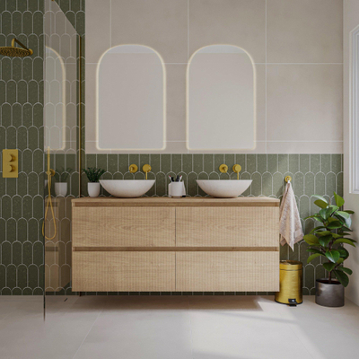 Saniclass Holz Atelier Meuble sous lavabo - 160x45x60cm - 4 tiroirs - Chêne naturel