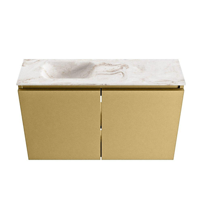 MONDIAZ TURE-DLUX Meuble de toilette 80cm Oro. EDEN lavabo Frappe position gauche. Sans trou de robinet.