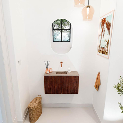 Mondiaz JOYA-DLUX 70cm toiletmeubel - kleur Ruby - Wastafel FAYE positie Midden Zonder kraangat kleur Arena.