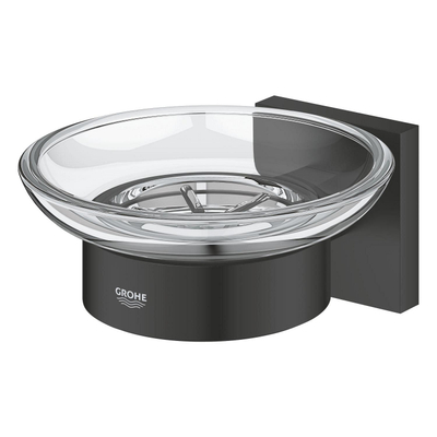 Grohe Start Cube Zeepschaal - met houder - glas - matte black (mat zwart)