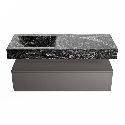 MONDIAZ ALAN - DLUX Badkamermeubelset - 120cm - onderkast - Dark grey - 1 lade - vrijhangende wastafel - wasbak links - 1 kraangat - Lava