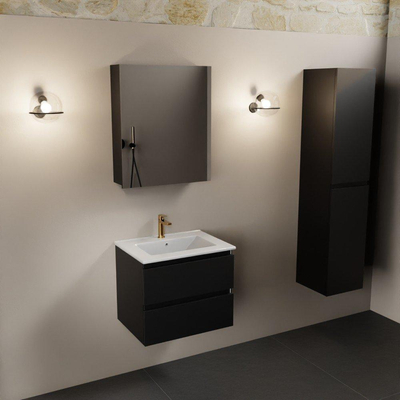 Mondiaz AIVY Ensemble de meuble - 60x45x50cm - 1 trou de robinet - 1 vasque Talc céramique - Centre - 2 tiroirs - avec armoire de toilette - MDF Urban