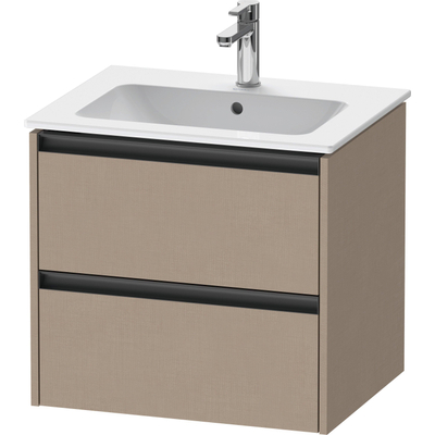 Duravit Ketho.2 Wastafelonderbouwkast - met 2 laden - 61x48x55cm - met grepen antraciet - linnen mat