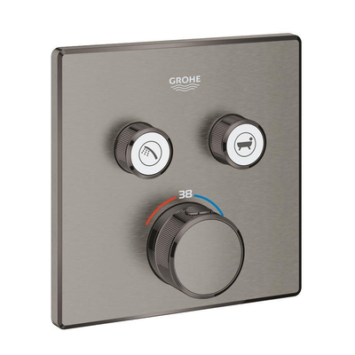 Grohe Grohtherm SmartControl Inbouwthermostaat - 3 knoppen - vierkant - brushed hard graphite (antraciet)