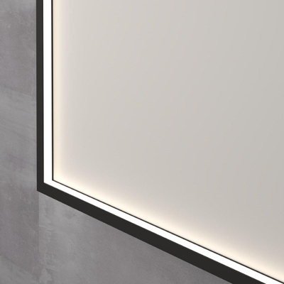 Ink spiegels miroir sp19 rectangle dans un cadre en acier avec chauffage à led. couleur changeante. dimmable et interrupteur 100x50cm noir mat