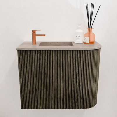 Mondiaz JOYA-DLUX 51.6cm toiletmeubel - ronding rechts kleur Shadow - Wastafel FAYE positie Links 1 kraangat kleur Saba.