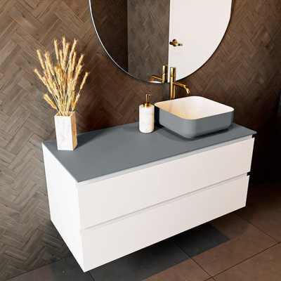 Mondiaz TOP 51 Topblad - 110x51x0.9cm - geschikt voor afdekplaat - Solid surface - Plata