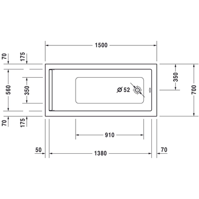 Duravit Starck baignoire encastrable en matière synthétique acrylique rectangulaire 150x70x46cm blanc